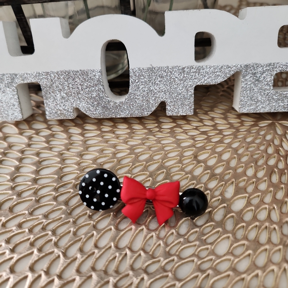 Polka dot & Red Bow hairclip